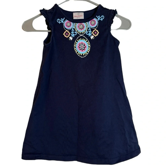 Hanna Andersson Girl's Blue Cotton Multicolor Aztec Boho Size 4T Tank Dress - Picture 1 of 7